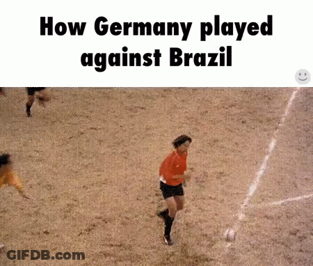 How Germany Played Against Brazil Is Written On A Picture Of A Soccer Field GIF