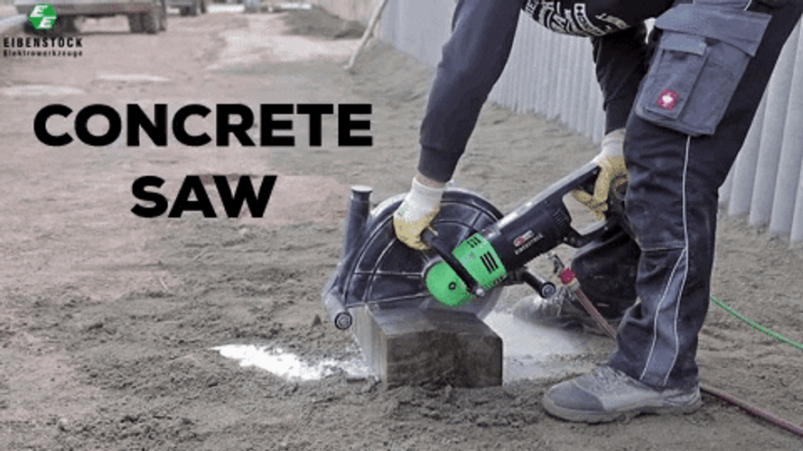 How To Cut Cement Using Concrete Saw GIF
