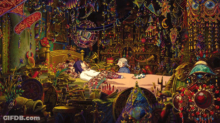 Howl's Moving Castle Bedroom Artifacts GIF