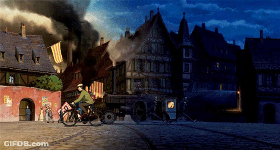 Howl's Moving Castle Busy Street GIF