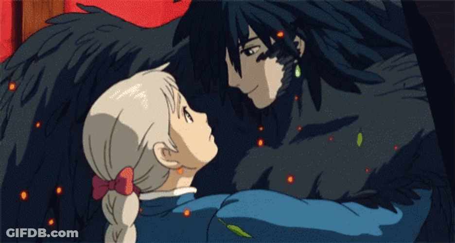 Howl's Moving Castle Sophie And Howl Hugging Tight GIF