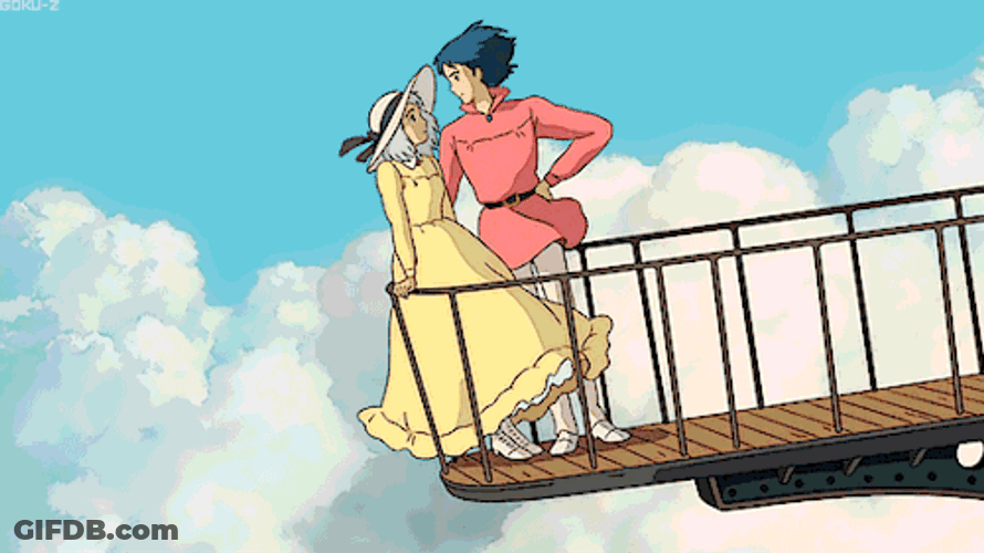 Howl's Moving Castle Sophie And Howl Kissing GIF