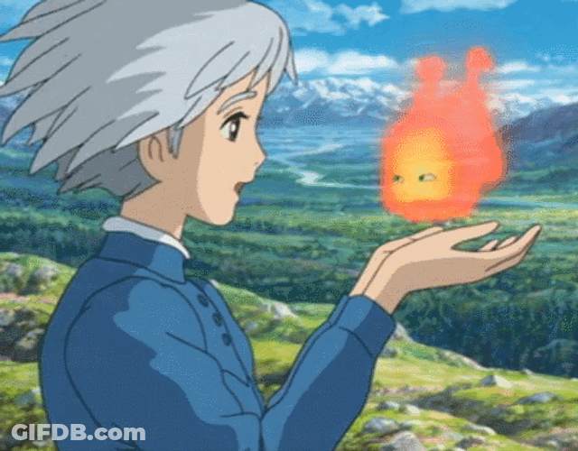 Howl's Moving Castle Sophie Calcifer GIF