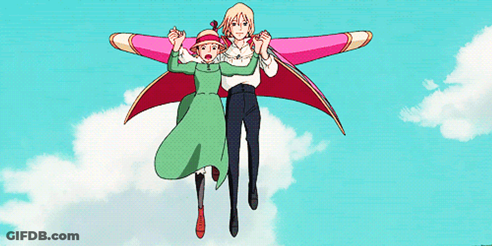 Howl's Moving Castle Sophie Howl Rooftop GIF