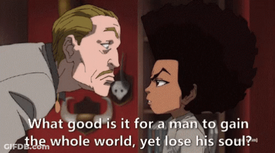Huey Freeman Talking To Man GIF