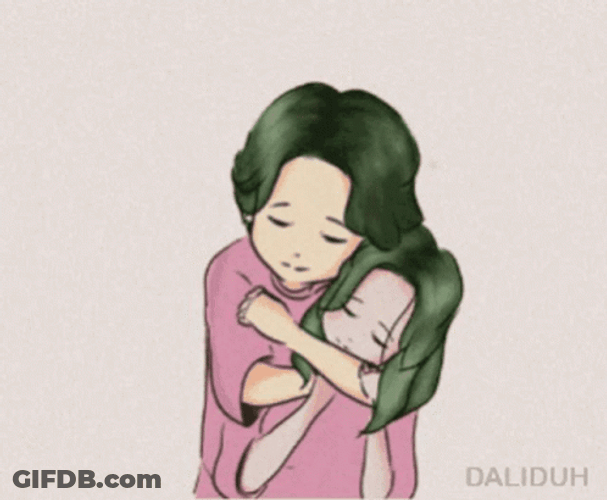 Hug From Behind Illustration GIF