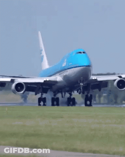 Huge Blue Airplane Landed GIF