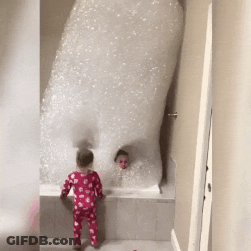 Huge Bubbles Formed From Bubble Bath GIF