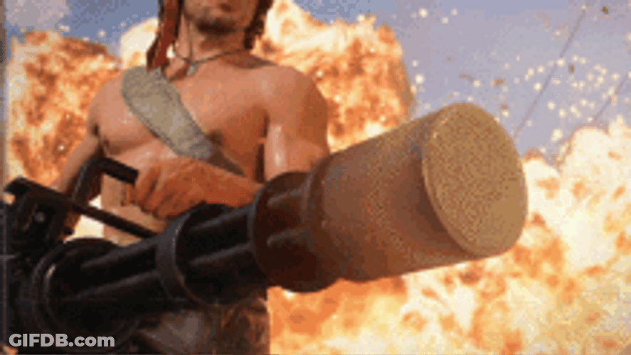 Huge Gun Shooting Big Fire Background GIF