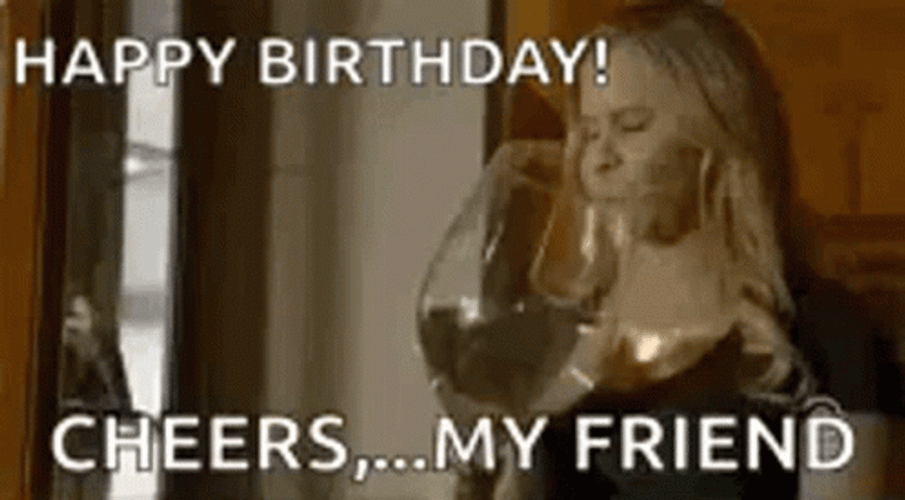 Huge Happy Birthday Wine Drink GIF