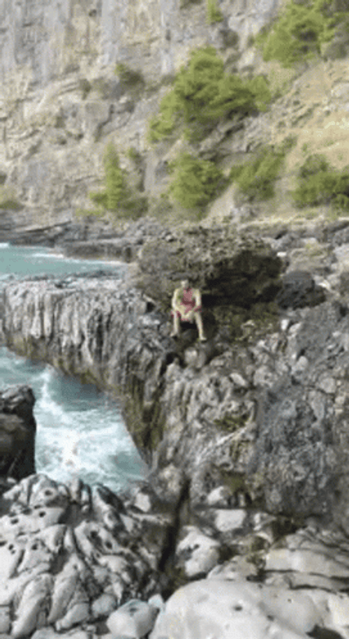 Huge Island Water Splash GIF