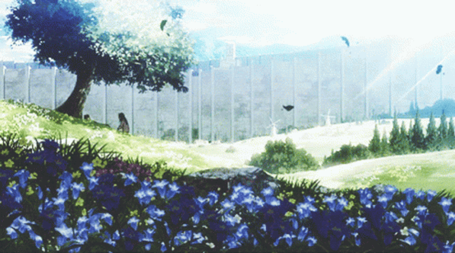 Huge Tree Wind Blow Anime Scenery GIF