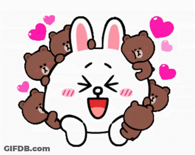 Hugging Cony And Brown GIF