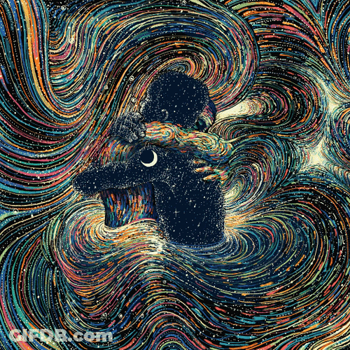 Hugging Couple Abstract Art Amor GIF