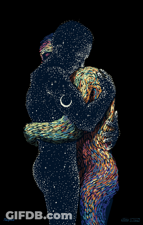 Hugging Couple Art Amor GIF