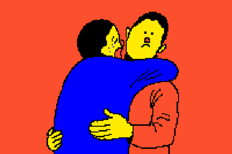 Hugging Hang There Cartoon GIF