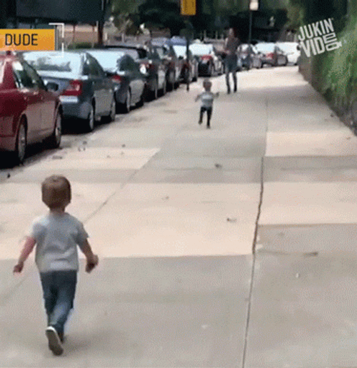 Hugging Kids Running GIF