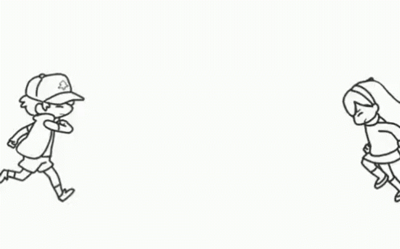 Hugging Sketch Cartoon Couple GIF