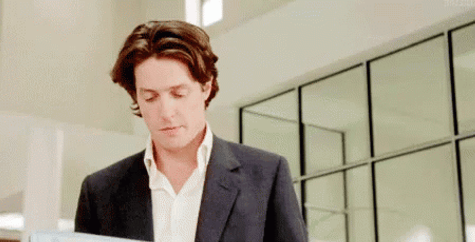 Hugh Grant Looking Up GIF