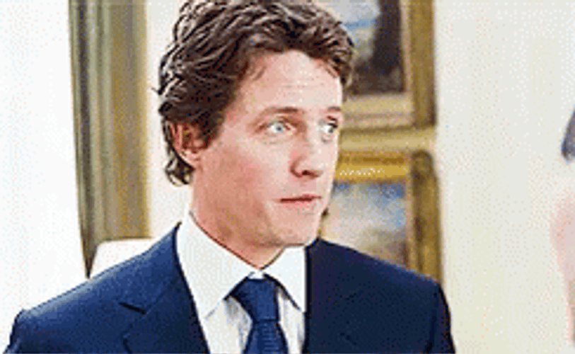 Hugh Grant Shocked Reaction. GIF