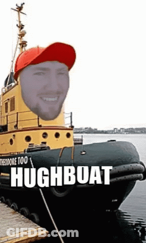 Hughboat With Man's Head On Side GIF
