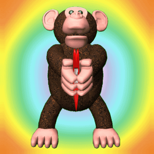 Hugs Kisses Open Heart Monkey Rainbow Art GIF