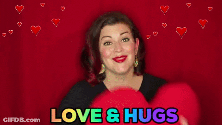 Hugs Love Christine Gritmon Flying Hearts GIF