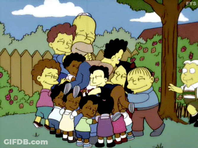Hugs Teamwork Support Pile On The Simpsons GIF