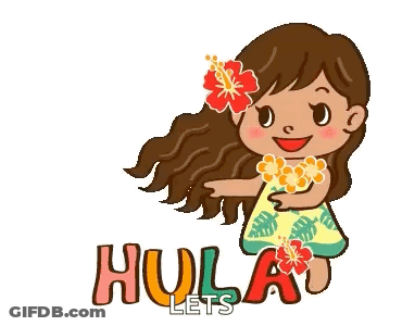 Hula Girl With Flower Saying Hula Lets GIF
