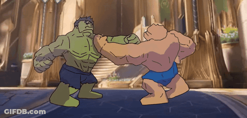 Hulk And Thing Fighting GIF