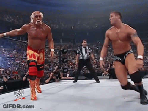 Hulk Hogan And Randy Orton Are In A Wrestling Match GIF
