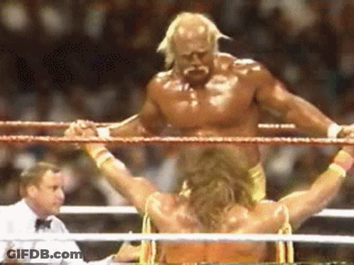 Hulk Hogan And Ultimate Warrior Wrestling GIF