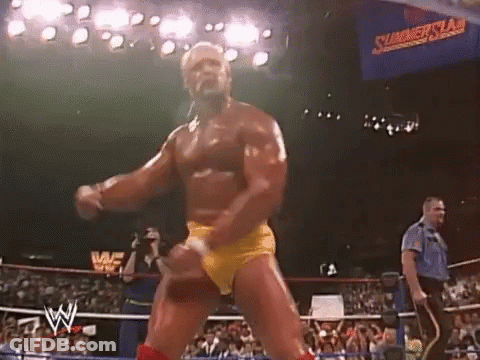 Hulk Hogan Arms Outstretched Wrestling Ring GIF
