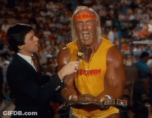 Hulk Hogan Interviewed By Man In Suit In Crowd GIF