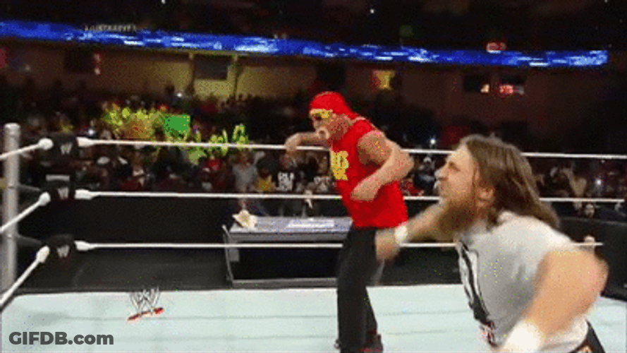 Hulk Hogan Screaming With Opponent GIF