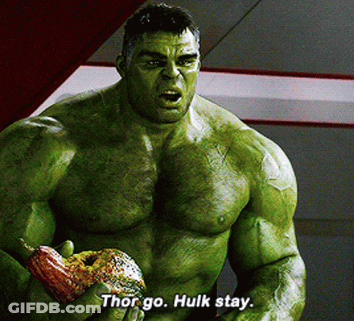 Hulk Holding Donut Saying Thor Stay GIF