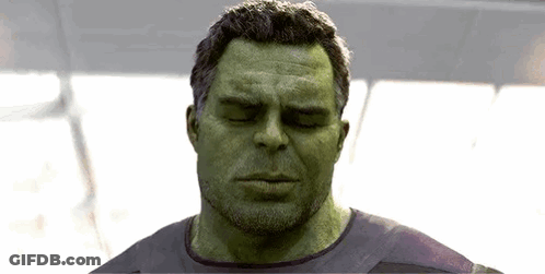 Hulk Looking Down With Eyes Closed Close Up GIF