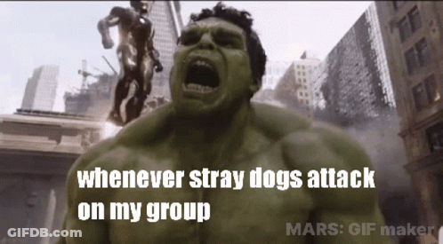 Hulk Screaming Whenever Stray Dogs Attack My Group GIF