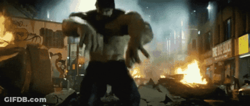 Hulk Standing In Front Of Fire Drill Building GIF