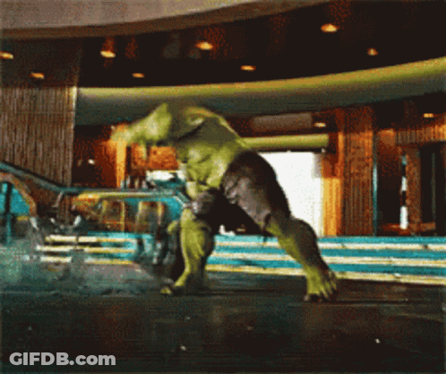 Hulk Standing In Front Of Waterfall GIF