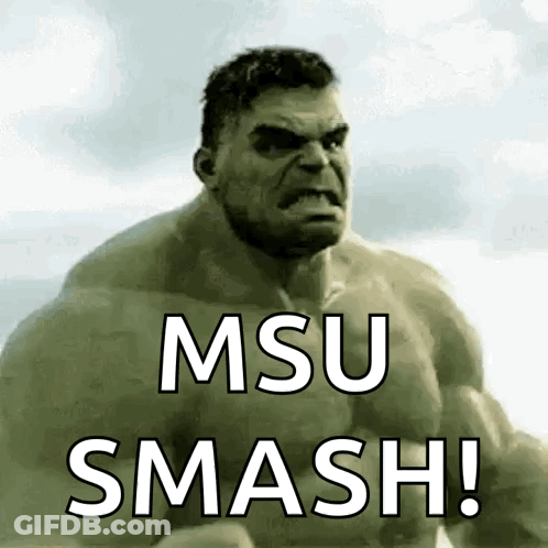Hulk With MSU Smash Text GIF