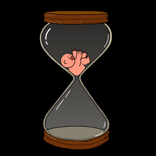 Human Age Transformation Inside Hourglass GIF