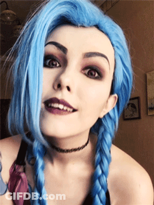Human Jinx Lip Bite Cosplay GIF
