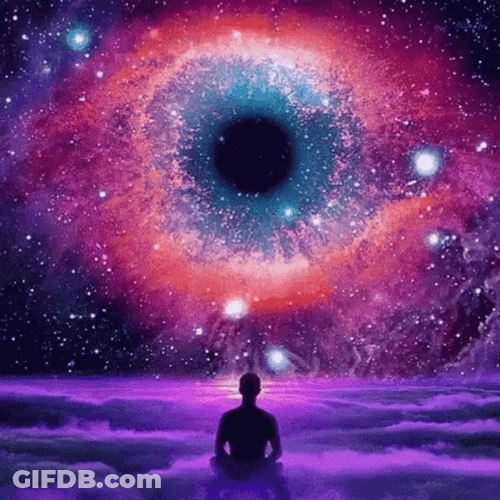 Human Looking At Vortex In The Sky GIF
