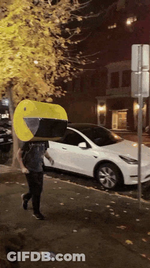 Human Pacman Running In The Street GIF