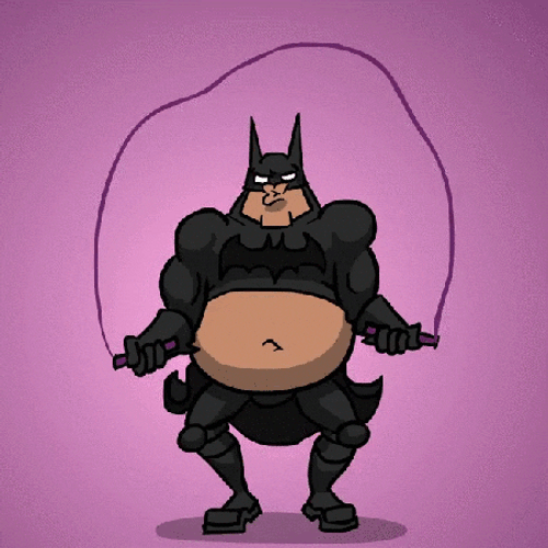 Humorous Big Belly Batman GIF
