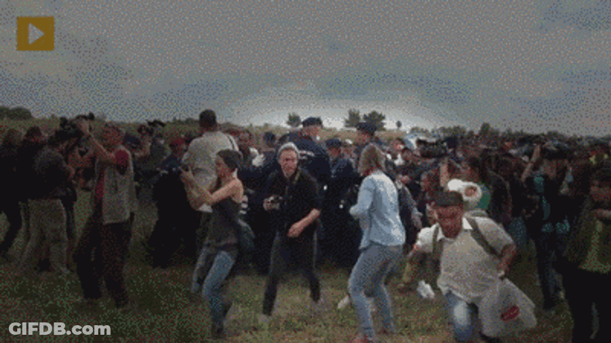 Hungary Protest Chaos GIF