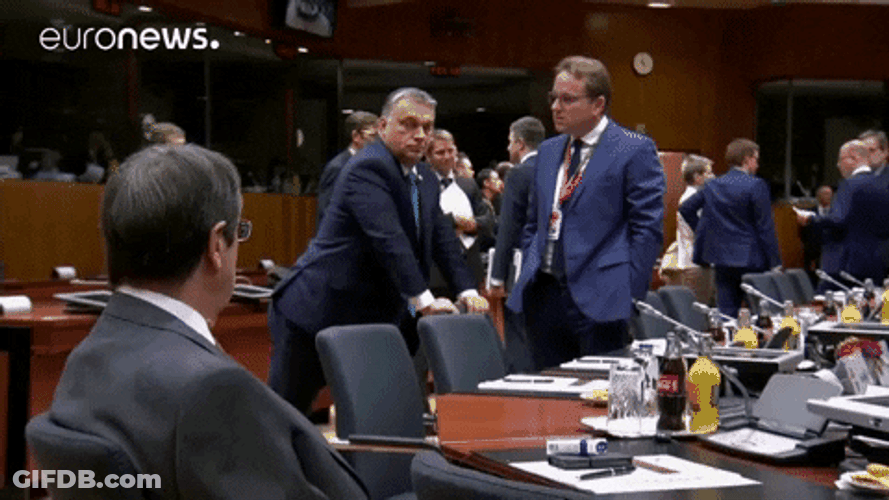 Hungary's Viktor Orban Stretching GIF