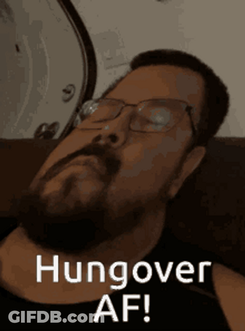 Hungover AF Dizzy Spells Headache Guy GIF