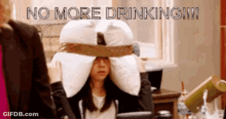Hungover In Office No Drinking Pillow Head Girl GIF